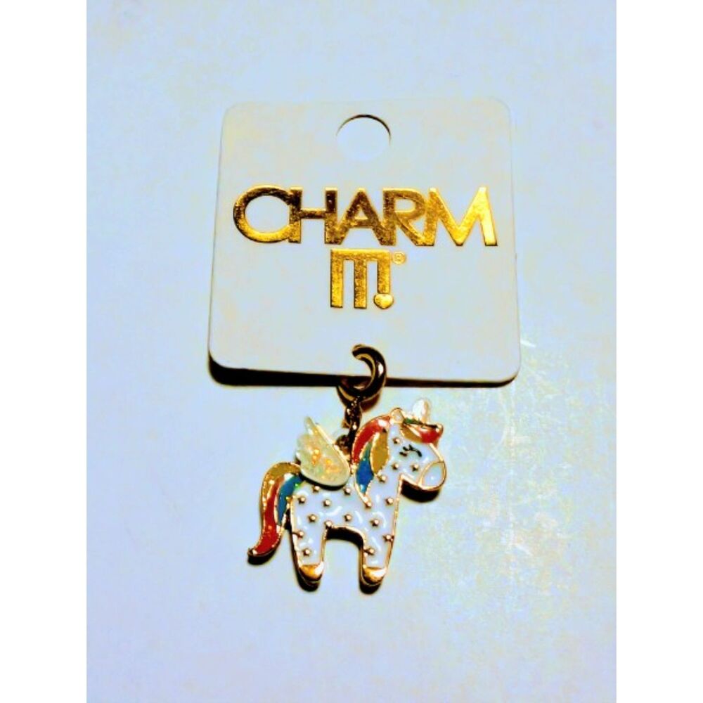 NWT Charm It! Gold Unicorn Charm Glitter Wings Retired High IntenCity Rare